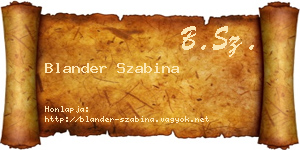 Blander Szabina névjegykártya